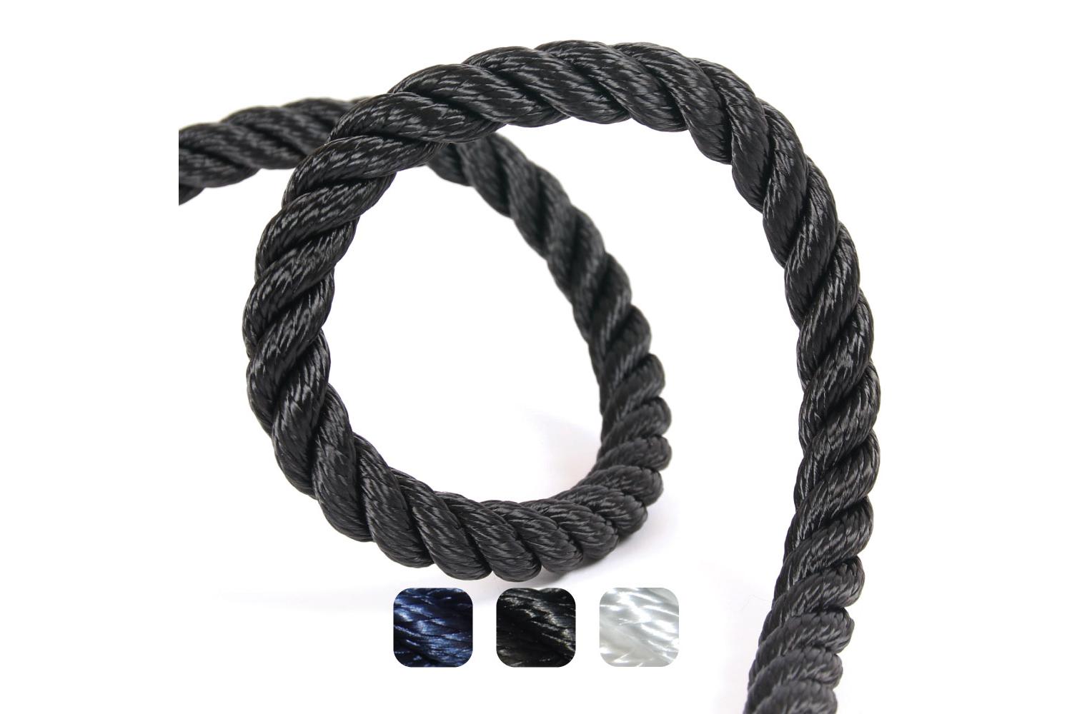 M-Ropes Polyester touw 3-strengs zwart - 12mm