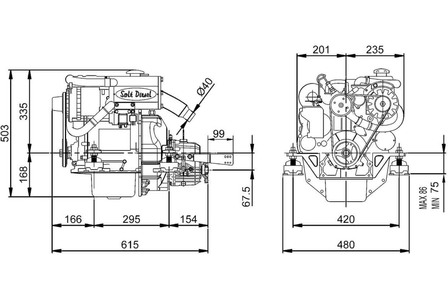 Solé inbouw diesel motor - mini 17 - 16pk
