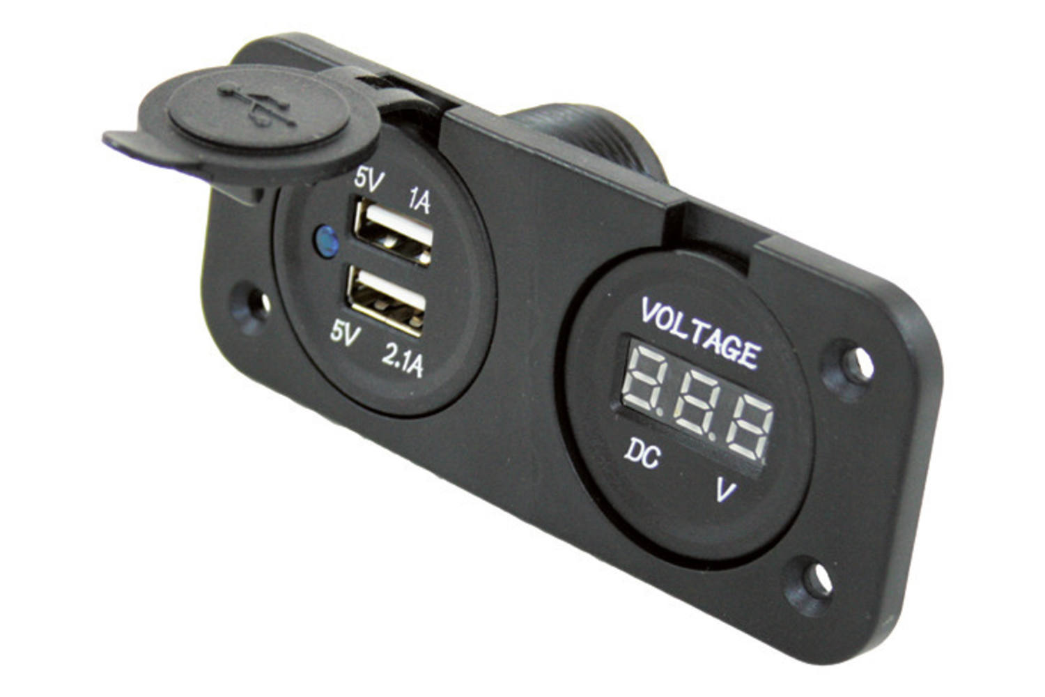 Haba dubbele USB charger met Voltmeter 12volt inbouw